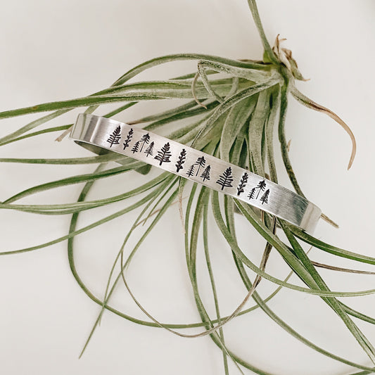 Forest Metal Cuff Bracelet, Tree Cuff