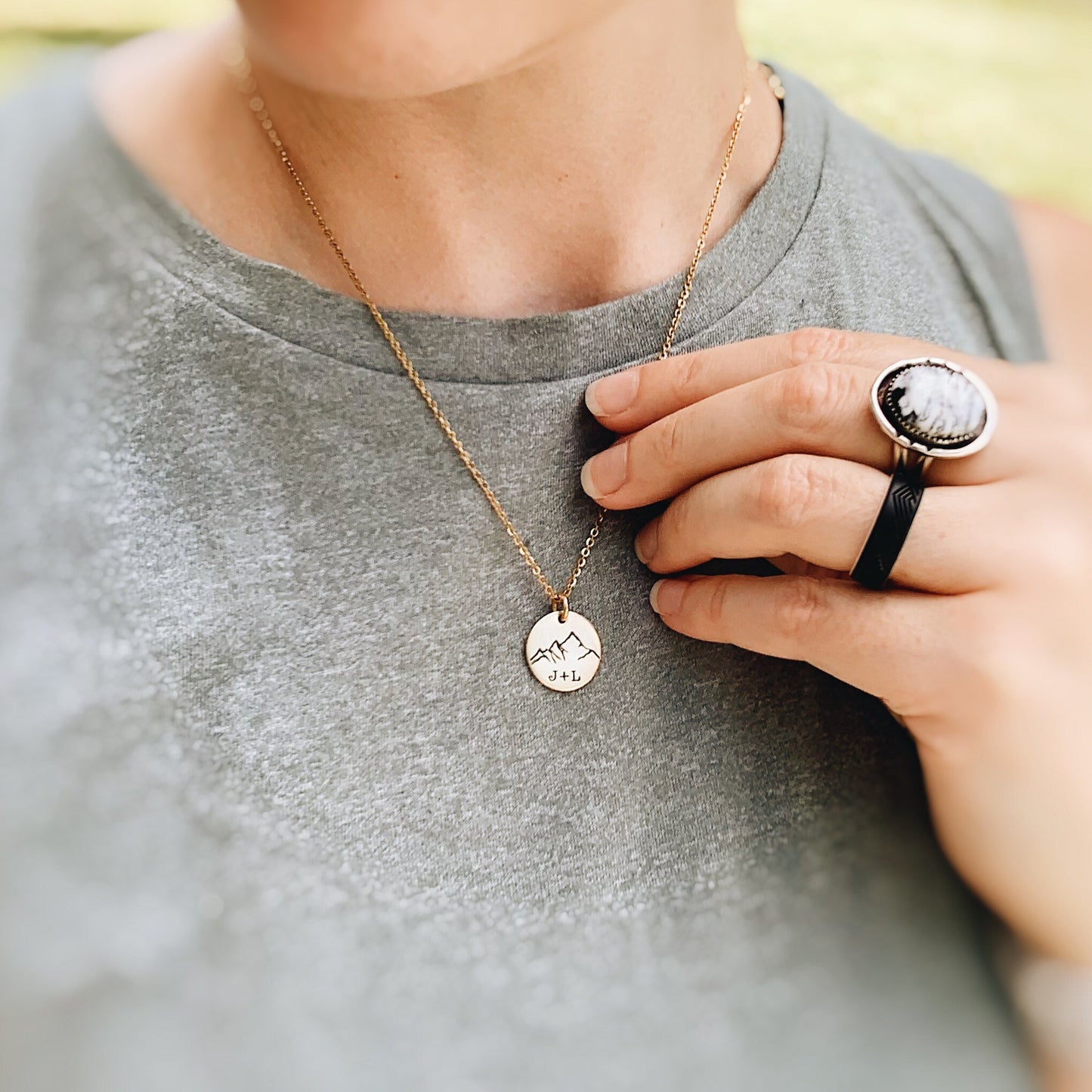 Shadow of the Mountain Bison Necklace, Buffalo Hand Stamped