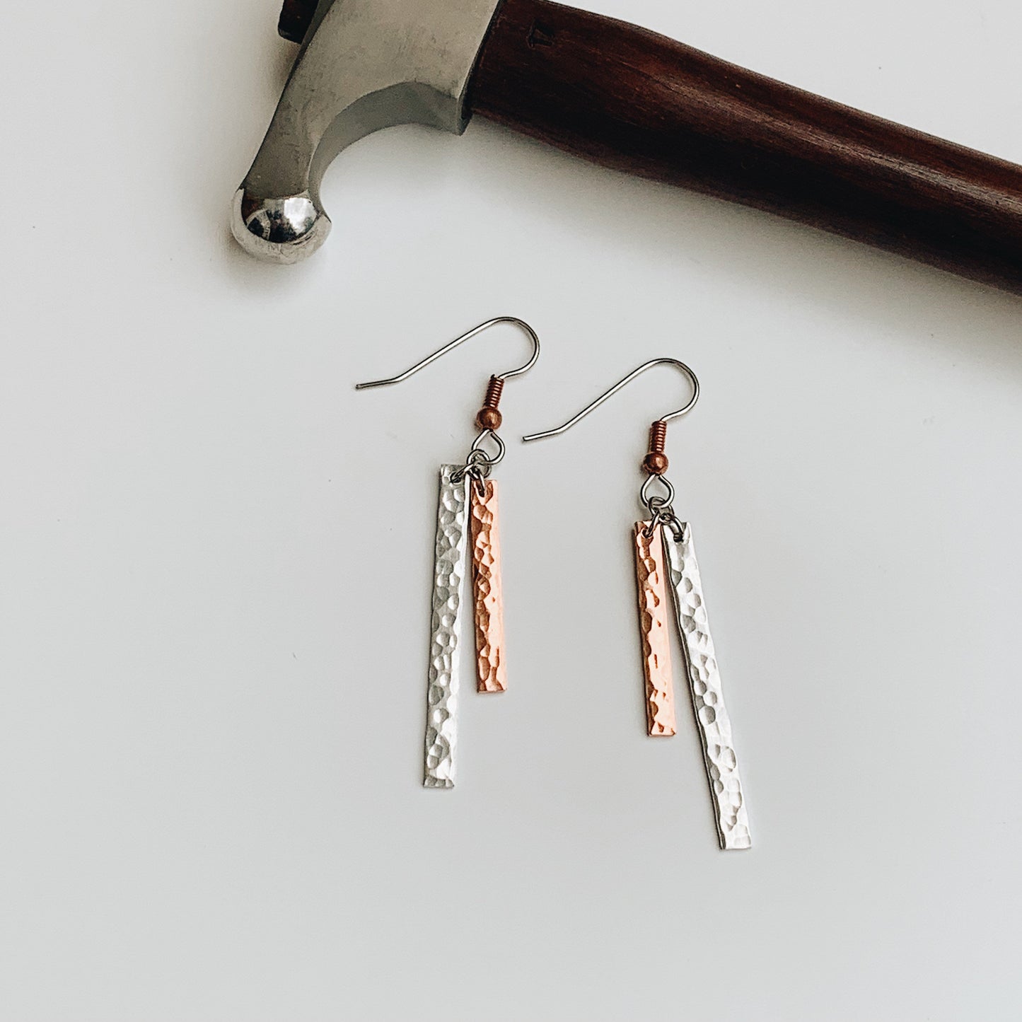 Simply Minimal Hammered Metal Dangle Earrings