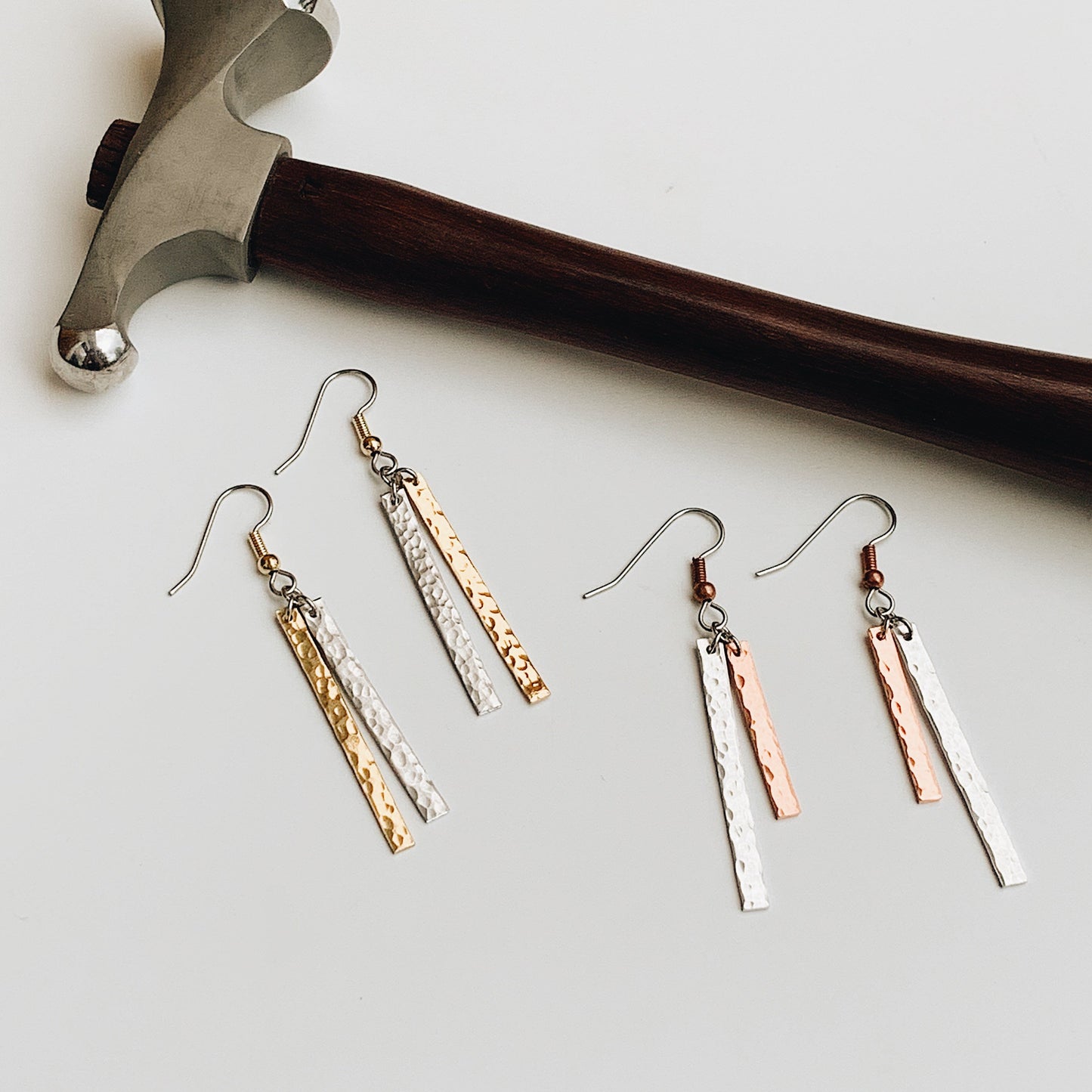 Simply Minimal Hammered Metal Dangle Earrings