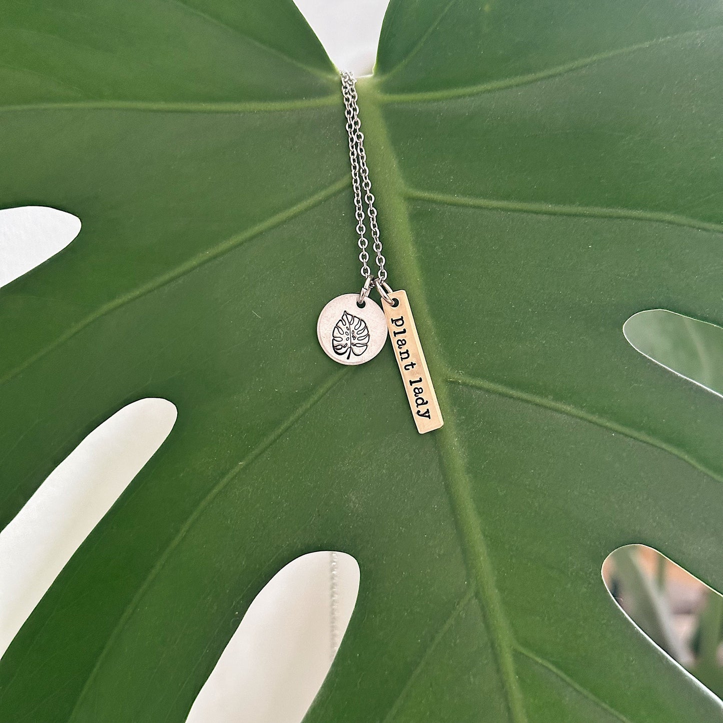 Monstera Plant Lady Necklace