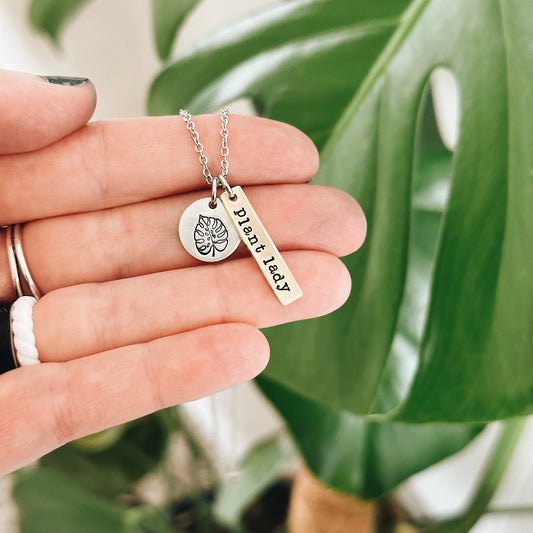 Monstera Plant Lady Necklace